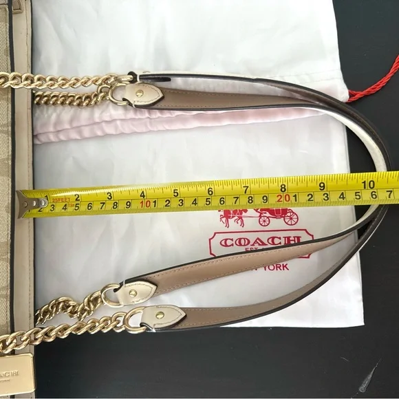 COACH Signature Ava Chain Tote Leather Handbag Shoulder Bag - Picture 10 of 15